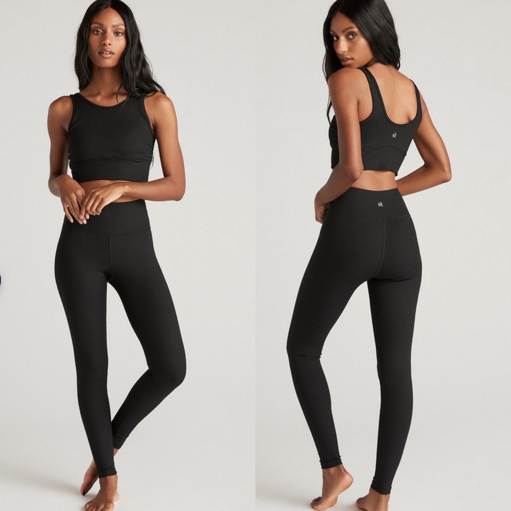 Strut This Ribbed High Waist Leggings Sz S Black